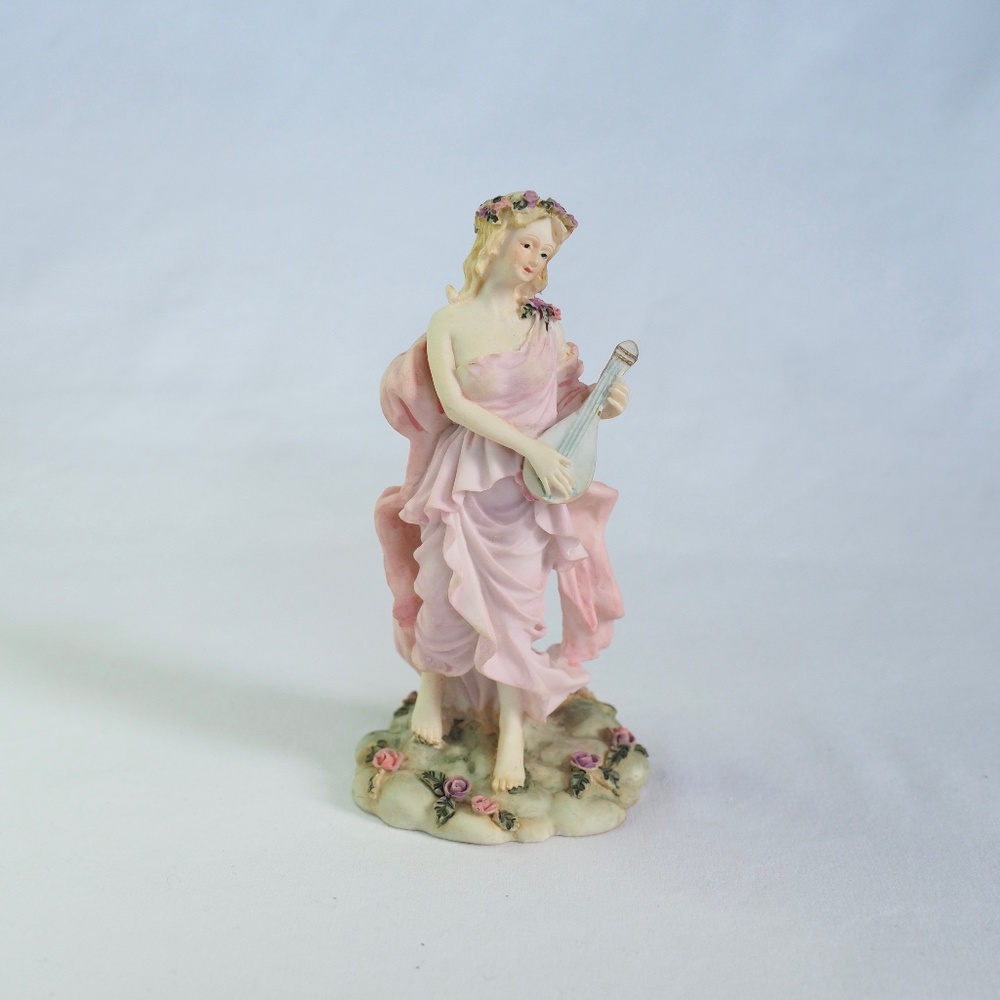 Vintage Lady in Pink Toga & Flower Crown Figurine